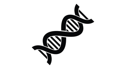 A stylized black silhouette of a dna double helix with a textured pattern on a white background