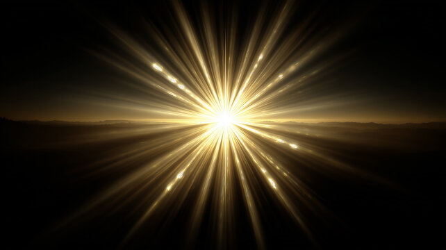 A radiant burst of light on the horizon symbolizing breakthrough inspiration hope and transformative energy driving new beginnings.
