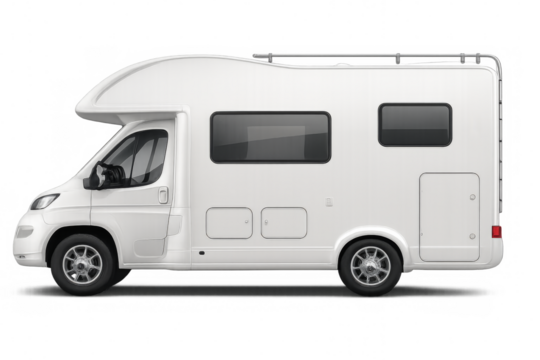 White camper van isolated on transparent background representing travel and leisure - Powered by Adobe