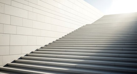 Fototapeta premium White Modern Staircase Ascending with Clean Architecture Design