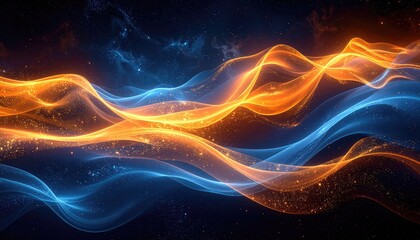 Fototapeta premium Abstract Blue And Orange Energy Waves