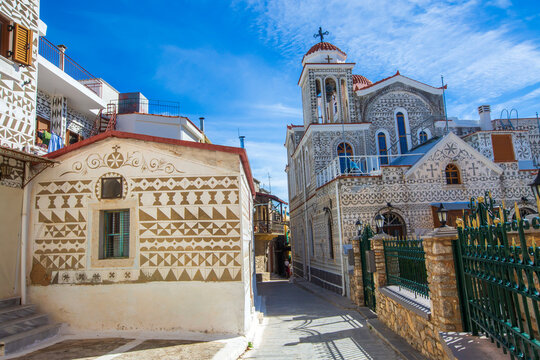 Chios - Greece, October 13, 2025,  Pyrgi Village in Chios Island