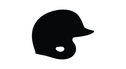 A simple black silhouette of a baseball cap viewed from the side with a button on top and ear protection silhouette