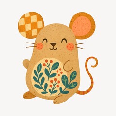 Cute whimsical mouse illustration