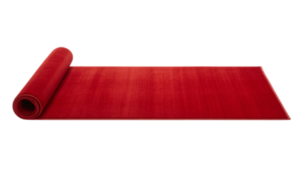Elegant red carpet partially rolled out, perfect for adding a touch of glamour and sophistication to any design or event promotion, ideal for luxury brands