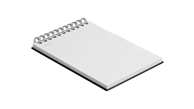 Blank notepad with lined paper ready for ideas, brainstorming, planning, and note taking in a creative workspace for business professionals