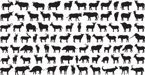set of silhouettes of animals
