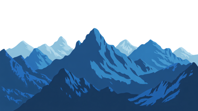 Majestic mountain range panorama with breathtaking blue hues, perfect for travel, adventure, or background designs that need a touch of serene landscape