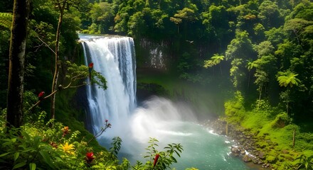 Tropical Waterfall in Jungle