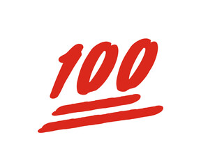 100 points emoji symbo illustration on transparent background. 
