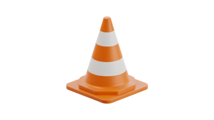 Bright orange and white traffic cone perfect for construction safety visuals and hazard awareness campaigns needing a sleek, modern design element