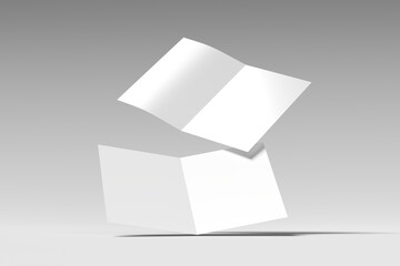 Realistic Blank Bi-Fold Brochure illustration for mockup. 3D Render