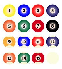 Billiard Ball Collection with Various Numbers.