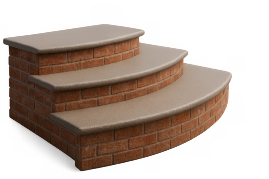 Curved brick and concrete steps on transparent background - Powered by Adobe