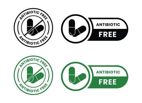 Antibiotic free logo badge template. Suitable for product packaging, websites, food and beverage companies, and promotional materials.vector 