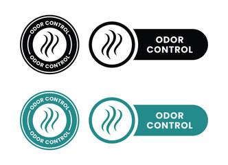Odor control badge logo template set. Suitable for product label and information. Odor control sign, logo, badge, icon, sticker, label, emblem, stamp, symbol, black, line, flat vector.