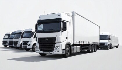 White semi-truck centered among smaller cars, highlighting scale, hierarchy, and the diversity of modern transport.
