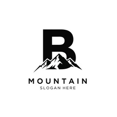 Bold letter b logo with majestic mountain peaks