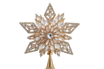 Elegant gold snowflake ornament a decorative crystal star for holiday themes isolated on white