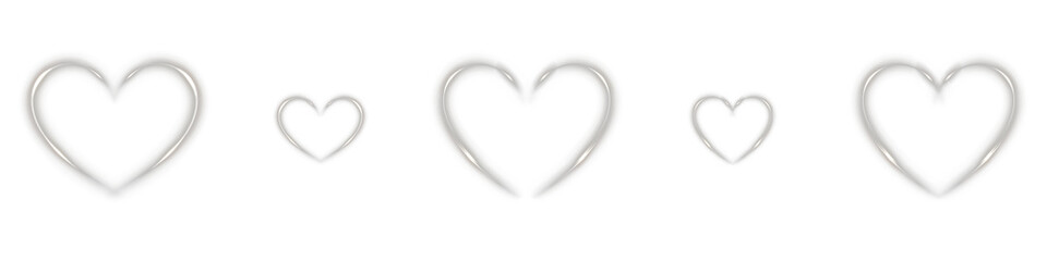 White heart light line with glow and sparkle effects. Elegant romantic frame ideal for...