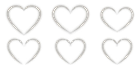 White heart light line with glow and sparkle effects. Elegant romantic frame ideal for...