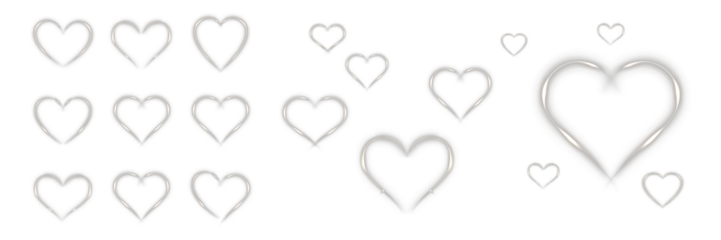 Bright glowing white heart with elegant light lines and reflection. Romantic transparent PNG overlay for modern design and celebration graphics.