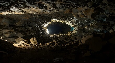 The cool, deep shade within a mountain cave.