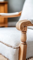 Upholstered Armchair Detail with Wooden Frame