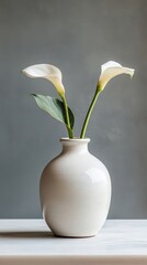 Two White Calla Lilies in Vase