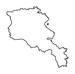 Obraz premium Black outline map of armenia with simple, minimalistic design, highlighting its geographic contour on a plain background.