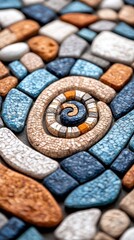 Stone Mosaic Spiral Pattern