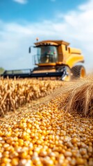 Corn Harvest with Combine Harvester
