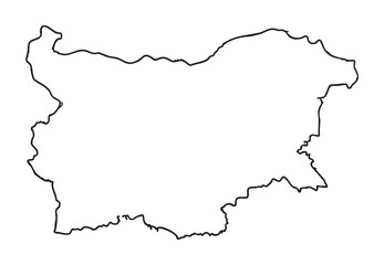 Black outline map of bulgaria with irregular borders.
