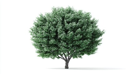 Obraz premium A lush, vibrant tree, displaying its full, verdant canopy, stands proudly