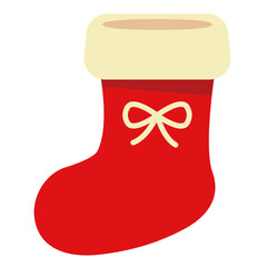 Christmas Socks. Winter Stocking with Holiday, Xmas Element. Red Santa Stocking. Vector Illustration