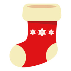 Christmas Socks. Winter Stocking with Holiday, Xmas Element. Red Santa Stocking. Vector Illustration
