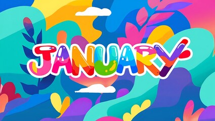 Fototapeta premium Colorful January Design with Abstract Shapes and Vibrant Colors Background