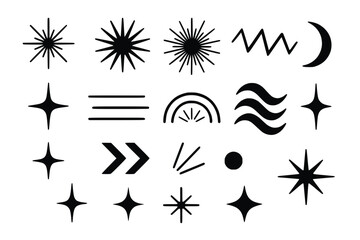 Obraz premium Black Graphic Symbol Set – Abstract Icons and Decorative Shapes Collection
