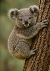 Fototapeta premium Adorable koala climbing tree