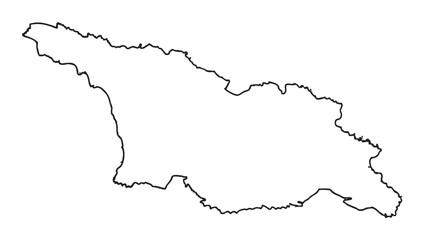 Black outline map of georgia showcasing the country's geographic contours without any additional labels or features.