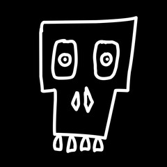 Skull white line art handdrawn