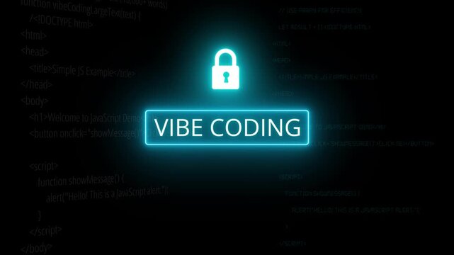 Businessperson vibe coding at desk with glowing blue java code, showing script runner and digital focus in secure tech. on neon line box background. 4k workspace
