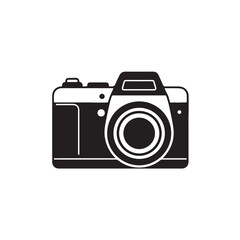 digital camera silhouette vector on white background