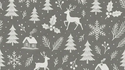 Rideaux  Winter forest festive pattern desktop wallpaper  © Rawpixel.com