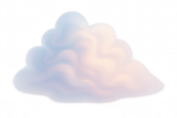 Fluffy cumulus cloud illustration in pastel colors, featuring a soft texture and a transparent background