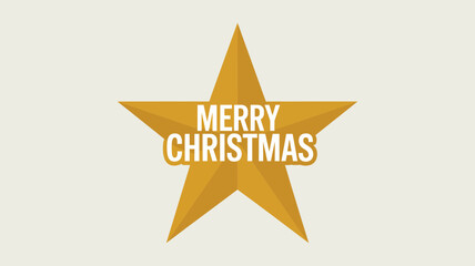 Golden star with merry christmas text on a light background