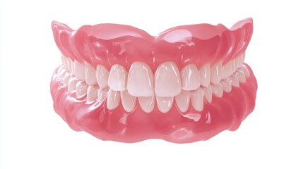 Realistic dentures showcasing a full set of artificial teeth
