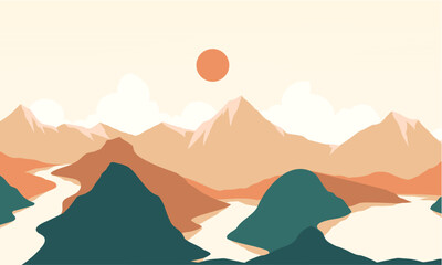 Minimalist mountain landscape...