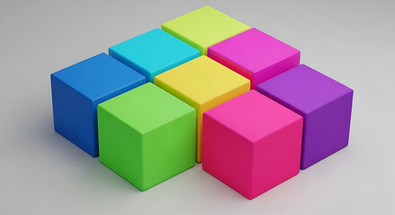 Obraz premium Colorful geometric cubes arranged in a staggered pattern