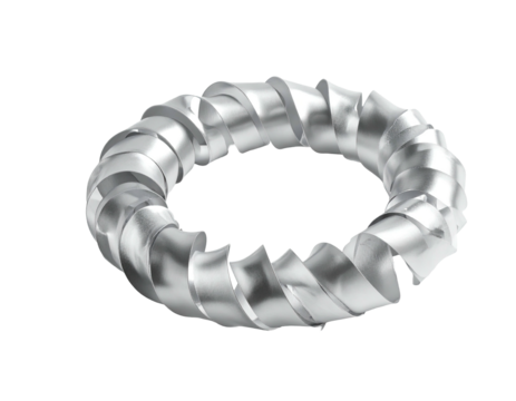 A single industrial twisted metal coil spring washer isolated.